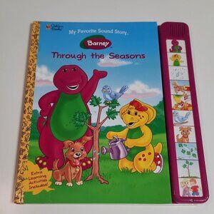 Barney Through The Seasons Golden Sound Story Book 1996 HTF Tested Working
